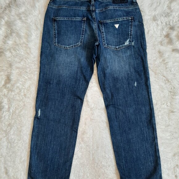 Guess Boyfriend Metallic Glitter Cropped Leg Ripped Denim Pants US26 - Picture 4 of 12